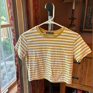 Brandy Melville Striped Crewneck Cropped T-Shirt (One Size)